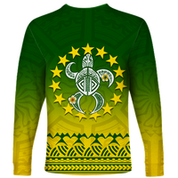 Cook Islands Turtle With Tribal Long Sleeve Shirt - LT12 - Polynesian Pride