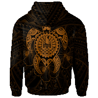 Tahiti Polynesian Zip up Hoodie Vintage Polynesian Turtle (Golden) - Polynesian Pride