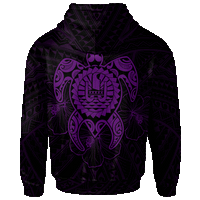 Tahiti Polynesian Zip up Hoodie Vintage Polynesian Turtle (Purple) - Polynesian Pride