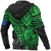 Pohnpei Polynesian Zip Hoodie Polynesian Green Turtle - Polynesian Pride