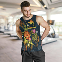 Papua New Guinea Polynesian Personalised Men's Tank Top - Legend of Papua New Guinea (Blue) - Polynesian Pride