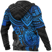 Pohnpei Polynesian Zip Hoodie Polynesian Blue Turtle - Polynesian Pride