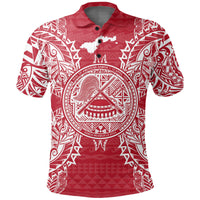 American Samoa Polo Shirt Amerika Samoa Coat Of Arms Map Polynesian Tattoo Red White Unisex Red - Polynesian Pride