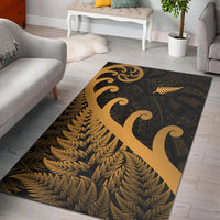 New Zealand Rugby Maori Area Rug Silver Fern Koru Vibes - Gold LT8 - Polynesian Pride