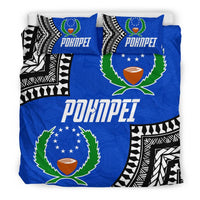 Pohnpei Flag Duvet Cover Set Micronesian Pattern Blue - Polynesian Pride