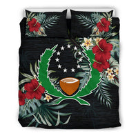 Pohnpei Duvet Cover Set - Pohnpei Coat Of Arms Hibiscus - Polynesian Pride