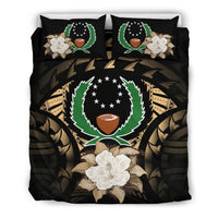 Pohnpei Duvet Cover Set - Pohnpei Flag & Gold Hibiscus - Polynesian Pride