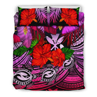 Kanaka Maoli (Hawaiian) Bedding Set - Polynesian Turtle And Hibiscus Pink Pink - Polynesian Pride