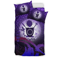 Cook Islands Bedding Set - Wave And Hibiscus Purple - Polynesian Pride