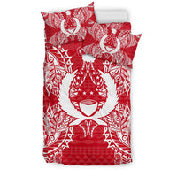 Polynesian Bedding Set - Pohnpei Duvet Cover Set Map Red White - Polynesian Pride