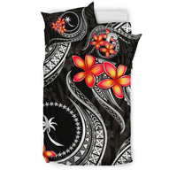 Micronesian Bedding Set - Chuuk Duvet Cover Set - Black Plumeria - Polynesian Pride