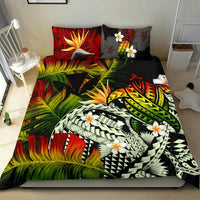 Kanaka Maoli (Hawaiian) Bedding Set, Polynesian Pineapple Banana Leaves Turtle Tattoo Reggae - Polynesian Pride