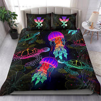Kanaka Maoli (Hawaiian) Bedding Set - Turtle And Jellyfish Colorful - Polynesian Pride