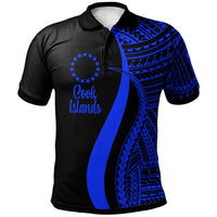 Cook Islands Polo Shirt Blue Polynesian Tentacle Tribal Pattern Unisex Blue - Polynesian Pride