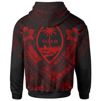 Guam Polynesian Zip up Hoodie Guam Red Seal Camisole Hibiscus Style - Polynesian Pride