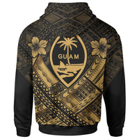 Guam Polynesian Custom Zip up Hoodie Guam Gold Seal Camisole Hibiscus Style - Polynesian Pride