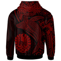 Tahiti Zip up Hoodie Humpback Whale & Coat of Arms Red - Polynesian Pride