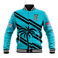 Fiji Rugby Tapa Pattern Fijian 7s Cyan Baseball Jacket LT14 Unisex Cyan - Polynesian Pride