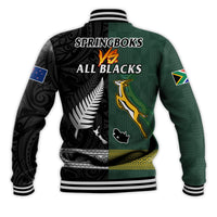 South Africa Protea and New Zealand Fern Baseball Jacket Rugby Go Springboks vs All Black LT13 - Polynesian Pride