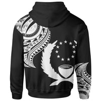 Pohnpei State Custom Zip Hoodie Pohnpei State Tatau White Patterns - Polynesian Pride