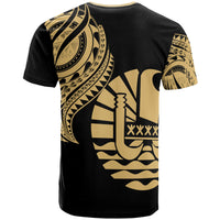 Tahiti T Shirt Tahiti Tatau Gold Patterns With Coat of Arms - Polynesian Pride