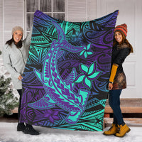 Polynesian Permium Blanket Purple Paradise Hawaiian Tribal Hammerhead Shark LT14 - Polynesian Pride