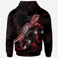 CNMI Polynesian Hoodie Turtle With Blooming Hibiscus Red - Polynesian Pride