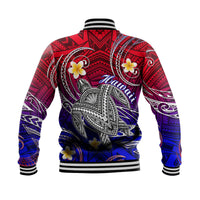 Hawaii Baseball Jacket Hawaiian Turtle Plumeria Mixed Polynesian Style LT9 - Polynesian Pride