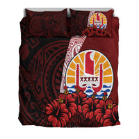 Tahiti Bedding Set Polynesian Coat Of Arm With Hibiscus LT9 - Polynesian Pride