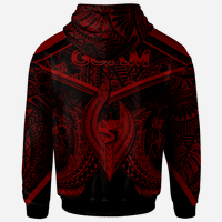 Guam Zip Hoodie Guam Seal With Line Style Red Version - Polynesian Pride