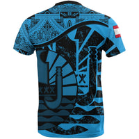 Tahiti T Shirt Tahiti Flag Vintage Style Blue A02 - Polynesian Pride
