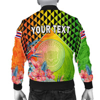 (Custom Personalised) Happy Hawaii Fathers Day Bomber Jacket Hawaiian Tribal Kanaka Maoli Hibiscus LT14 - Polynesian Pride