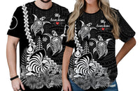 Custom New Caledonia Valentine Couple T Shirt My Sunshine Polynesia Turtle Black LT14 No Men - Polynesian Pride