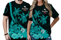 Custom New Caledonia Valentine Couple T Shirt My Sunshine Polynesia Turtle Turquoise LT14 No Men - Polynesian Pride