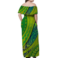 Cook Islands Matching Dress and Hawaiian Shirt Green LT9 - Polynesian Pride