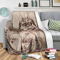 Tonga Premium Blanket - Hibiscus Flowers Vintage Style - Polynesian Pride