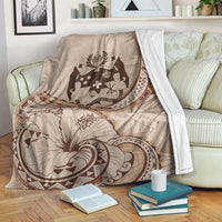Tonga Premium Blanket - Hibiscus Flowers Vintage Style - Polynesian Pride