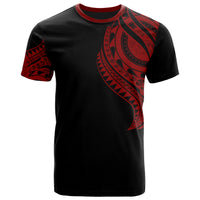 Pohnpei State T Shirt Pohnpei State Tatau Red Patterns With Coat Of Arms Unisex Black - Polynesian Pride