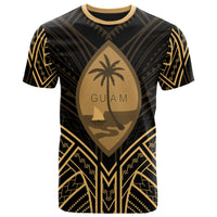 Guam T Shirt Guam Seal Tribal Gold Color Patterns Unisex Black - Polynesian Pride