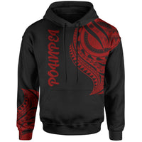 Pohnpei State Hoodie Pohnpei State Tatau Red Patterns Unisex Black - Polynesian Pride