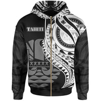 Tahiti Zip Hoodie Polynesian Patterns Best Tahiti Ever Unisex Black - Polynesian Pride