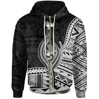 Guam Zip Hoodie Yigo Seal of Guam Polynesian Patterns Unisex Black - Polynesian Pride