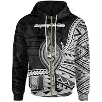 Guam Zip Hoodie Mongmong Toto Maite Seal of Guam Polynesian Patterns Unisex Black - Polynesian Pride
