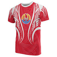French Polynesia T Shirt National Coat of Arms Polynesian Stylized Unisex Red - Polynesian Pride