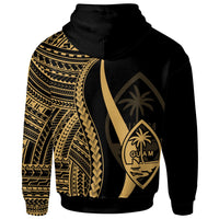 Guam Zip up Hoodie Gold Tentacle Tribal Pattern - Polynesian Pride