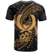Pohnpei Micronesian T Shirt Gold Spiral Pattern Hibiscus - Polynesian Pride