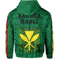 Polynesian Kanaka Flag Kanaka Maoli Hawaii Zip Hoodie Green - Polynesian Pride
