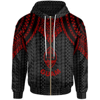 Guam Zip up Hoodie Polynesian Armor Style Red Unisex Red - Polynesian Pride