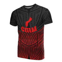 Guam Polynesian T Shirt Red Black Pride Map and Seal Unisex Red - Polynesian Pride