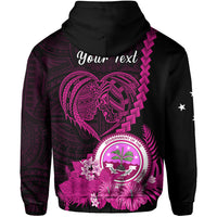 Custom FSM Valentine Couple Hoodie Heart Love Tropical Flowers Pink LT14 - Polynesian Pride